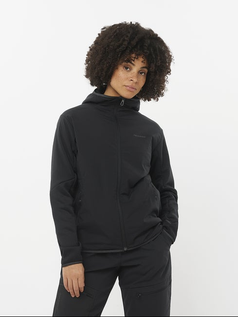 OUTLINE HYBRID WARM Women's Midlayer Jacket Hoodie DEEP BLACK