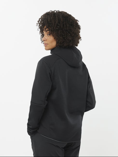 OUTLINE HYBRID WARM Women's Midlayer Jacket Hoodie DEEP BLACK