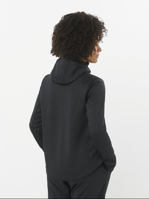 OUTLINE WARM Women's Midlayer Jacket Hoodie DEEP BLACK