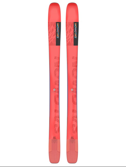 QST STELLA 106 Women's Freeride Skis Porcelain Rose / Pastel Neon Blue 3 / Neon Melon