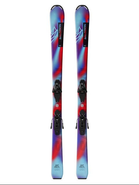 QST M (and L6) Junior - Kids' All-Mountain Ski Package Pastel Neon Blue 3 / Poppy Red / Black