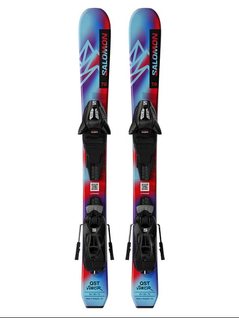 QST XS (and C5) Junior - Kids' All-Mountain Ski Package Pastel Neon Blue 3 / Poppy Red / Black