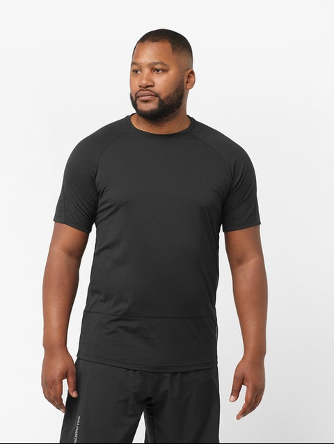 CROSS RUN Men's Short Sleeve T-Shirt DEEP BLACK