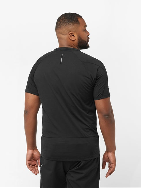 CROSS RUN Men's Short Sleeve T-Shirt DEEP BLACK