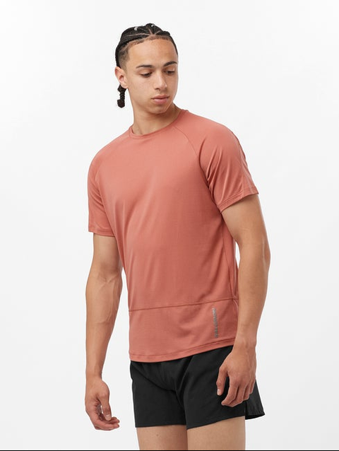 CROSS RUN Men's Short Sleeve T-Shirt LIGHT MAHOGANY