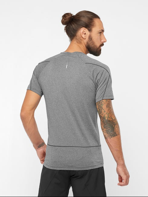 CROSS RUN Men's Short Sleeve T-Shirt DEEP BLACK / Heather