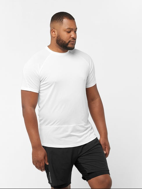 CROSS RUN Men's Short Sleeve T-Shirt WHITE